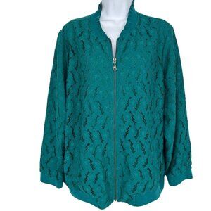 Chico's Long Sleeve Full Zip Lace Bomber Jacket Size 3 US 16/18